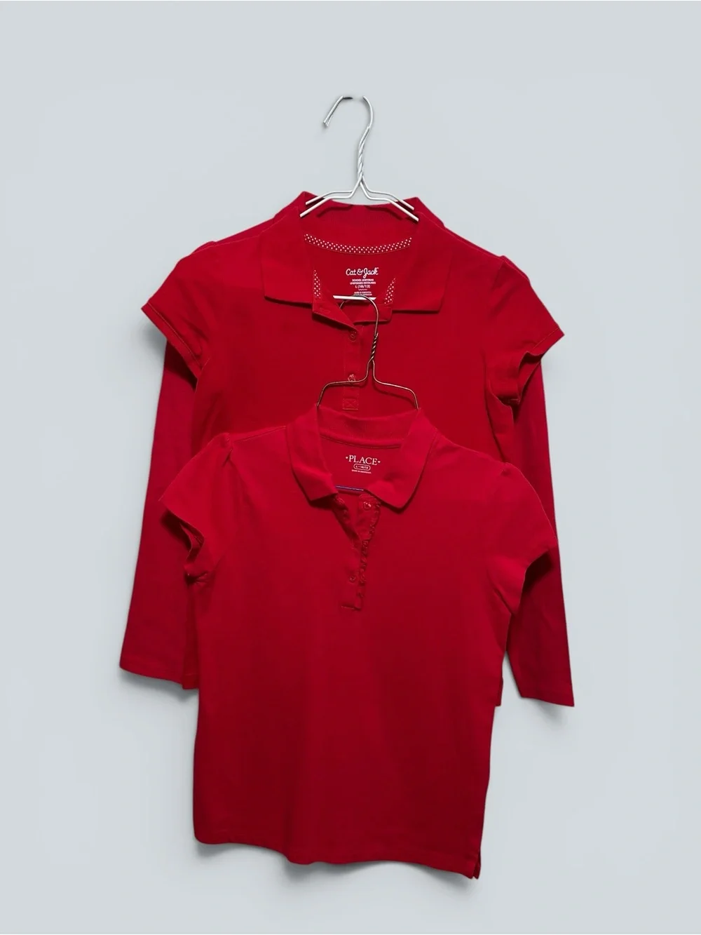 Children's Place Bright Red Girls' Polo Tops(Set of 3)One NWT L/S & oneCat&Jack